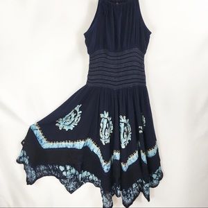 Boho Chic Blue Embroidered Dress | Size One Size